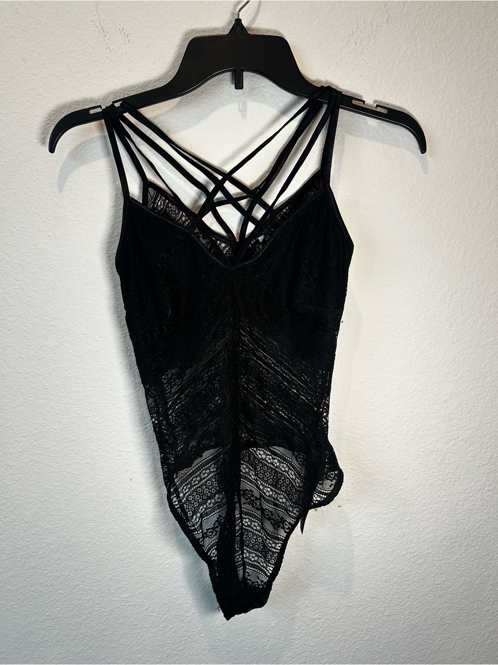 Guess Black Lace Strappy Bodysuit